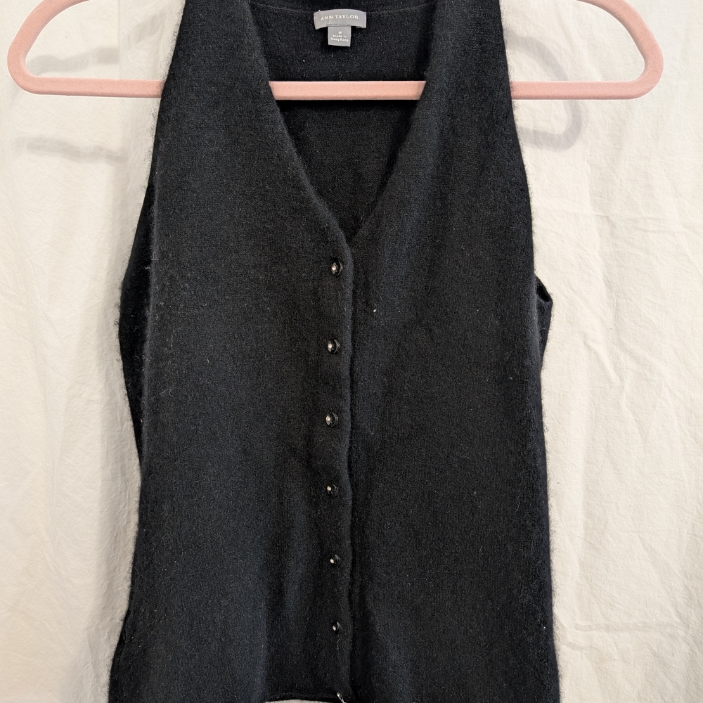 Ann Taylor Black Vest Y2K Style